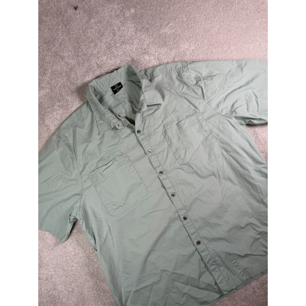 ScotteVest Shirt Mens XL Seafoam Green Travel Hiking S/S Button Up Zip Pocket